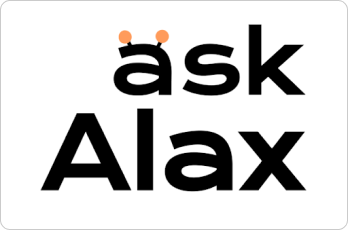Logo de la serie Ask Alax con fondo blanco.